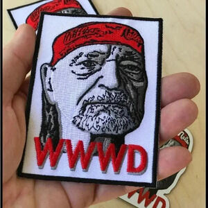 Willie Nelson embroidered iron on what would Willie do WWWD patch